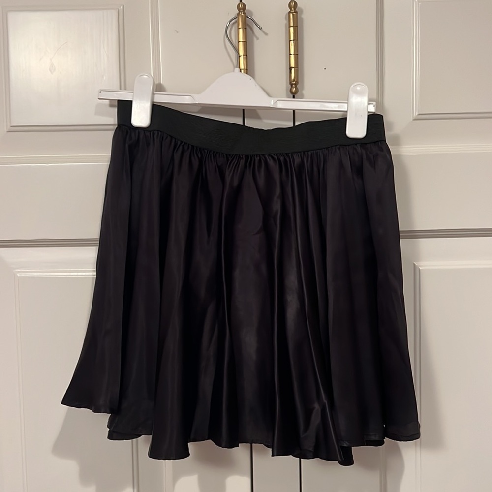 Gemma 100% Silk Black Skirt with Elastic Waistband